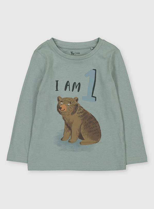 Green Grizzly Bear 'I Am 1' Top - 1-1.5 years